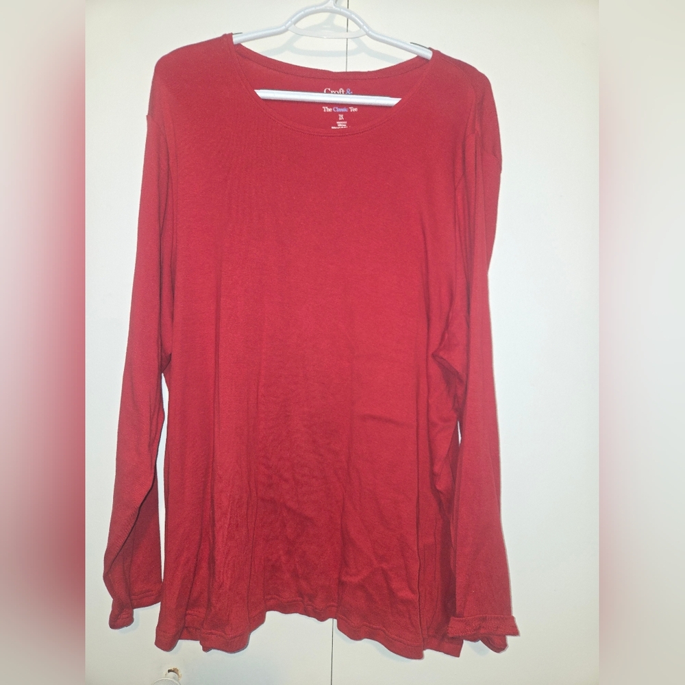 Croft & Barrow Red Long Sleeve Classic Tee